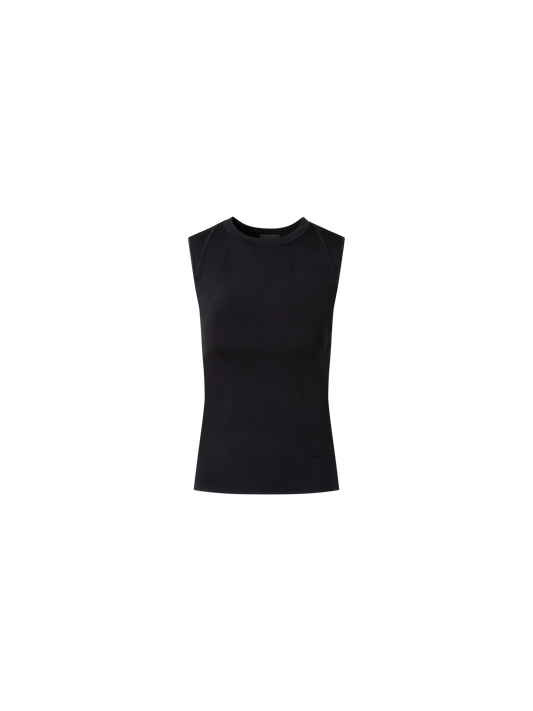 Designer Sleeveless Knit Top in Silk Stretch - black