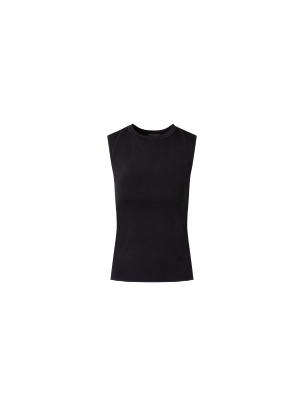 Designer Sleeveless Knit Top in Silk Stretch - black