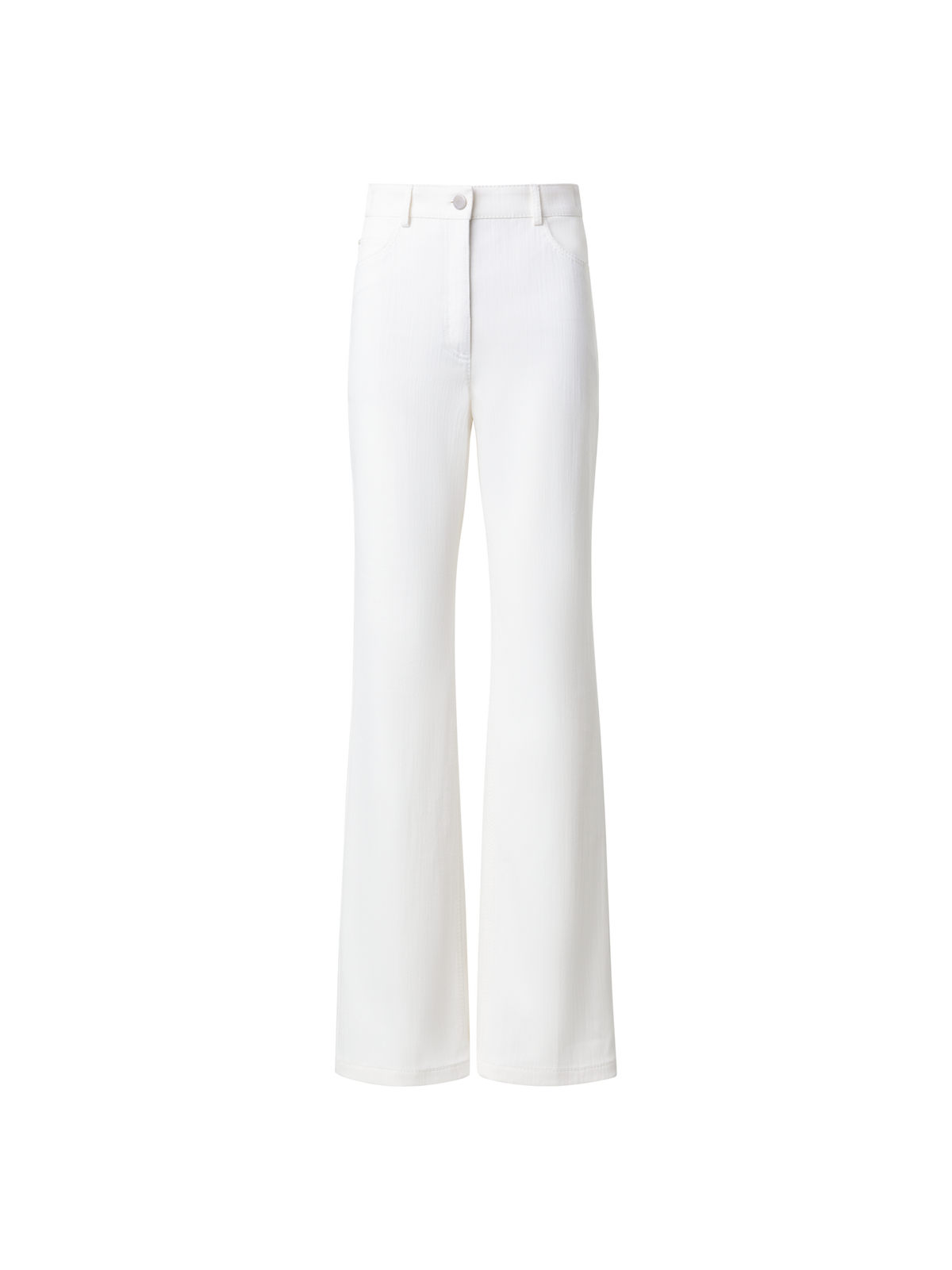 Designer Straight Cotton Denim Stretch Pants - ecru - white