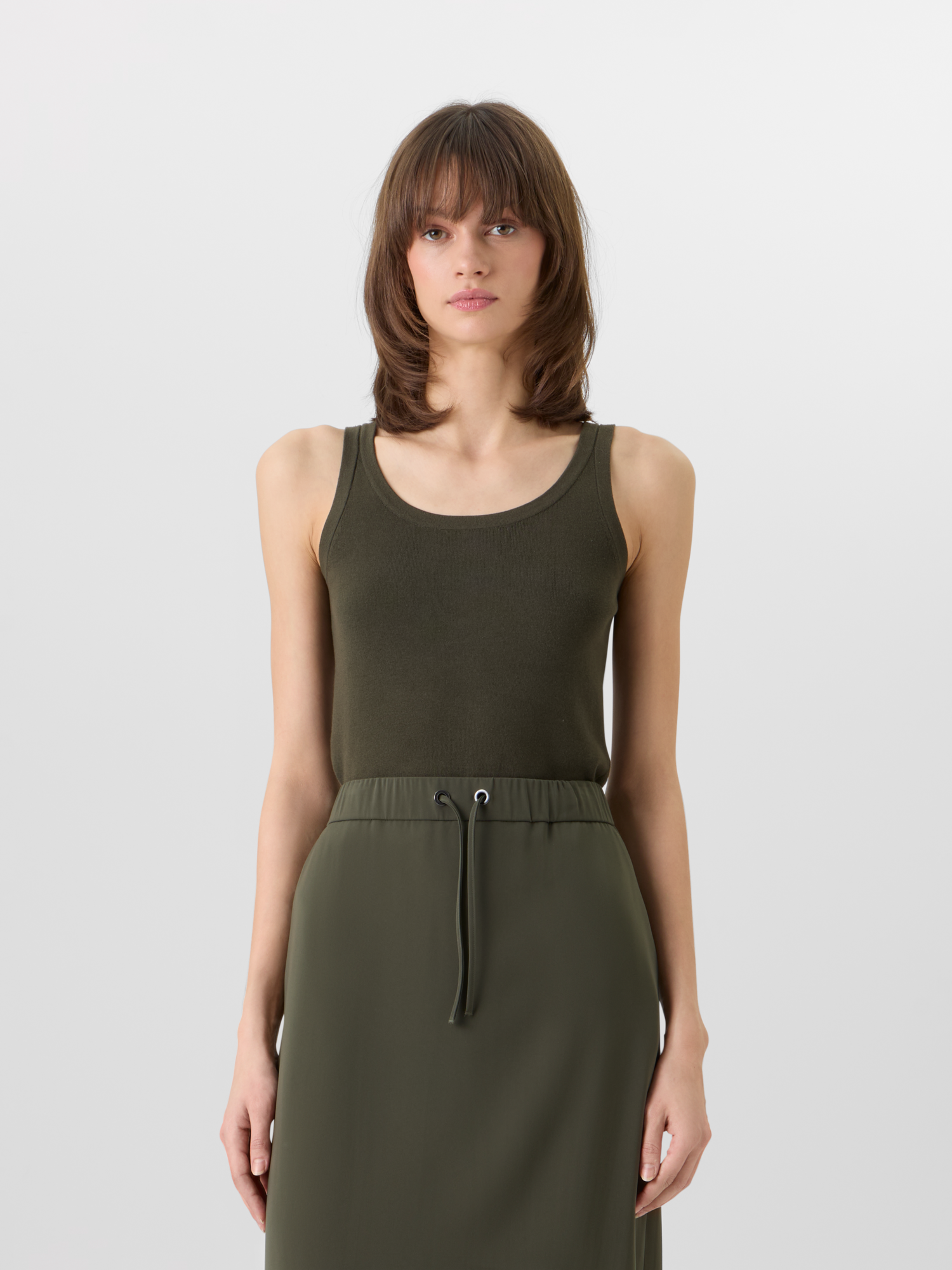 Designer Sleeveless Cotton Knit Top - green 