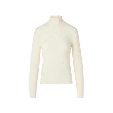 Fitted Wool Sweater with 3D Dice Knit
