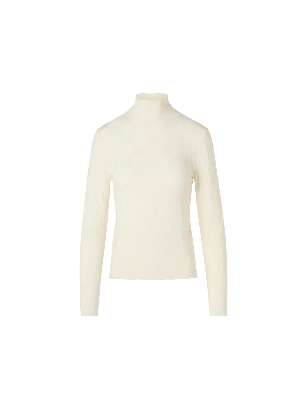 Designer Fitted Wool Sweater with 3D Dice Knit - ecru