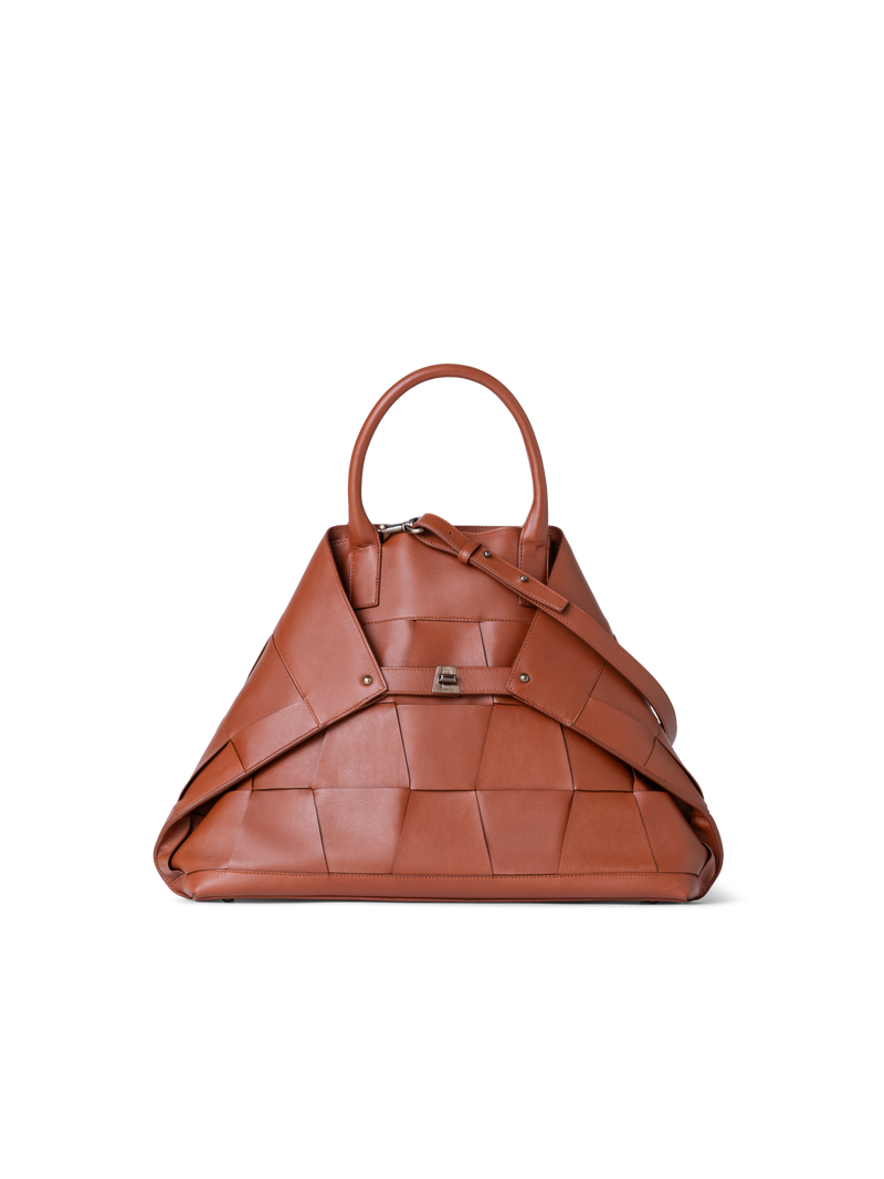 Designer Ai Medium Top Handle Tote - brown