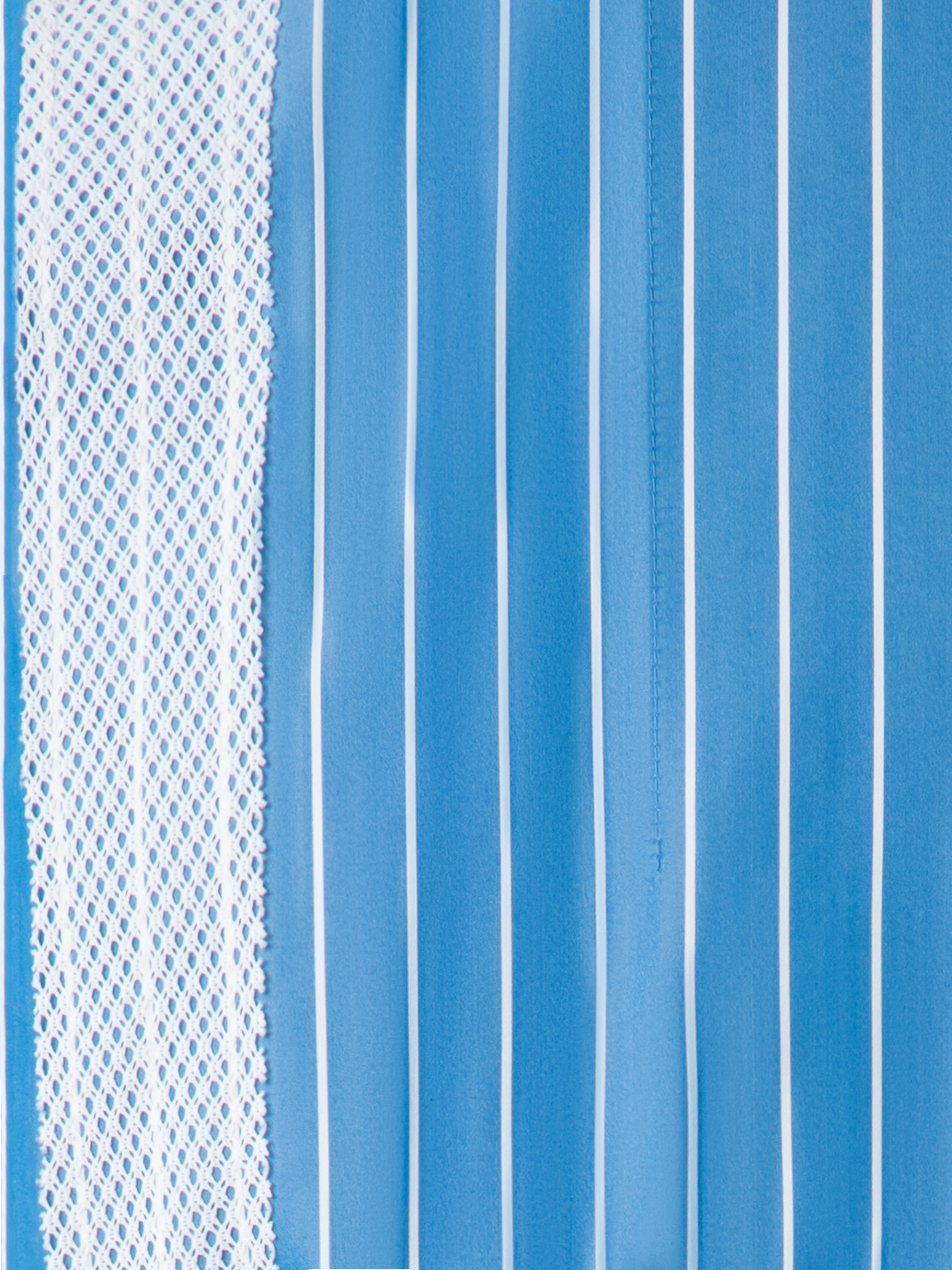 Designer Shirt Dress in Striped Cotton with Mesh Tape - blue - multicolor