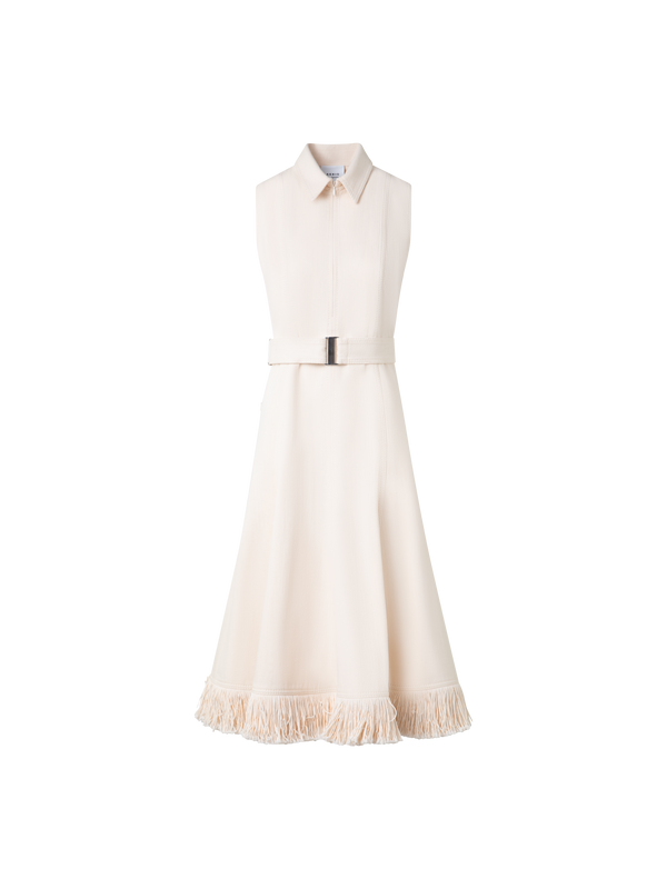 Fit and Flare Denim Midi Dress with Fringes cashew / 6 Fit and Flare Denim Midi Dress with Fringes cashew / 6