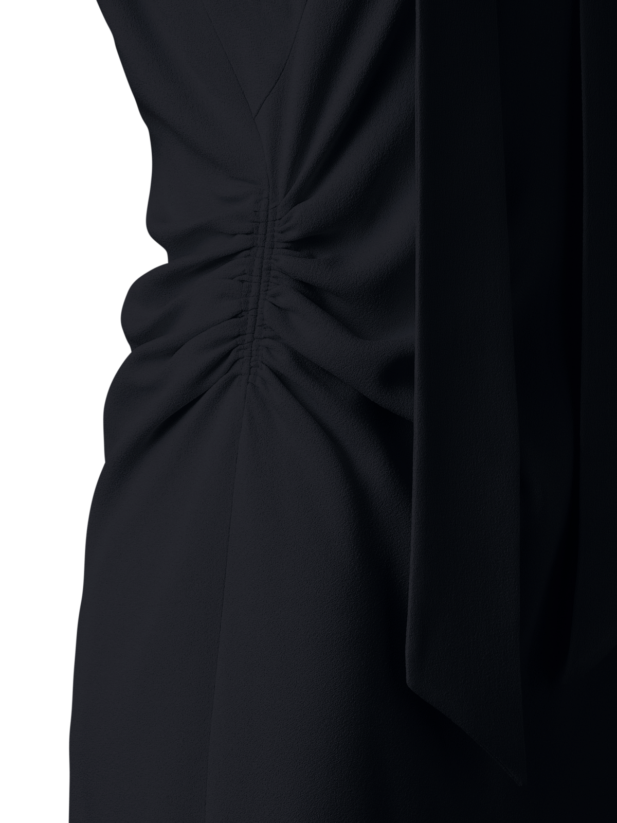 Designer Fitted Midi Dress with Detachable Bow - black