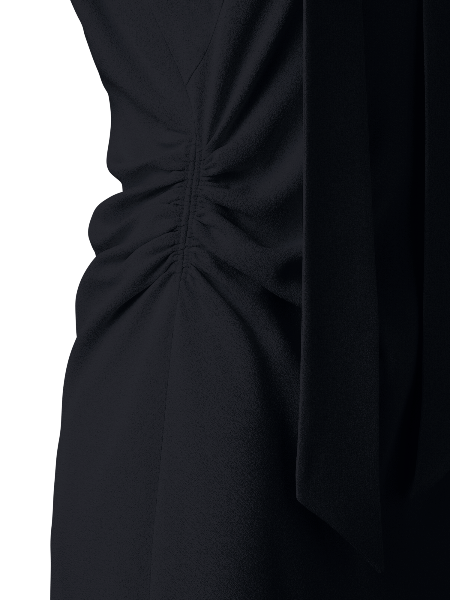 Designer Fitted Midi Dress with Detachable Bow - black
