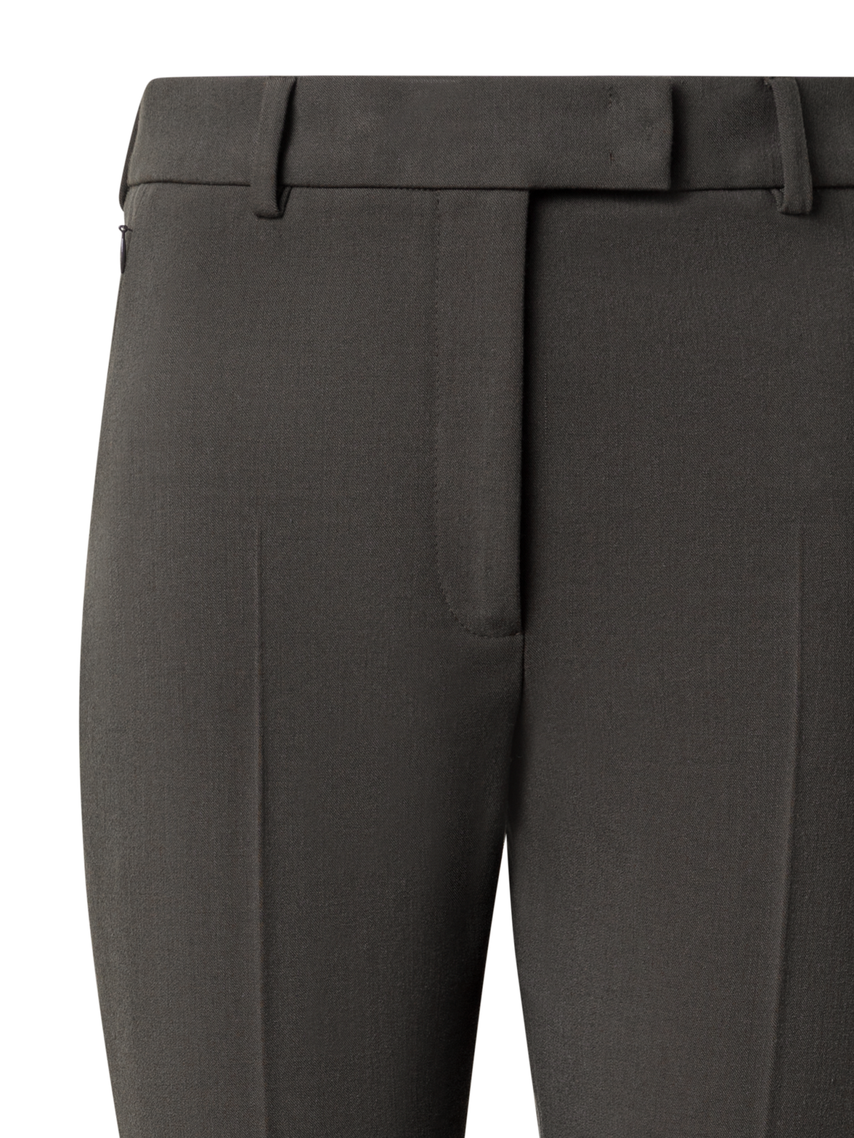 Designer Cropped Straight Lyocell Wool Stretch Pants - green