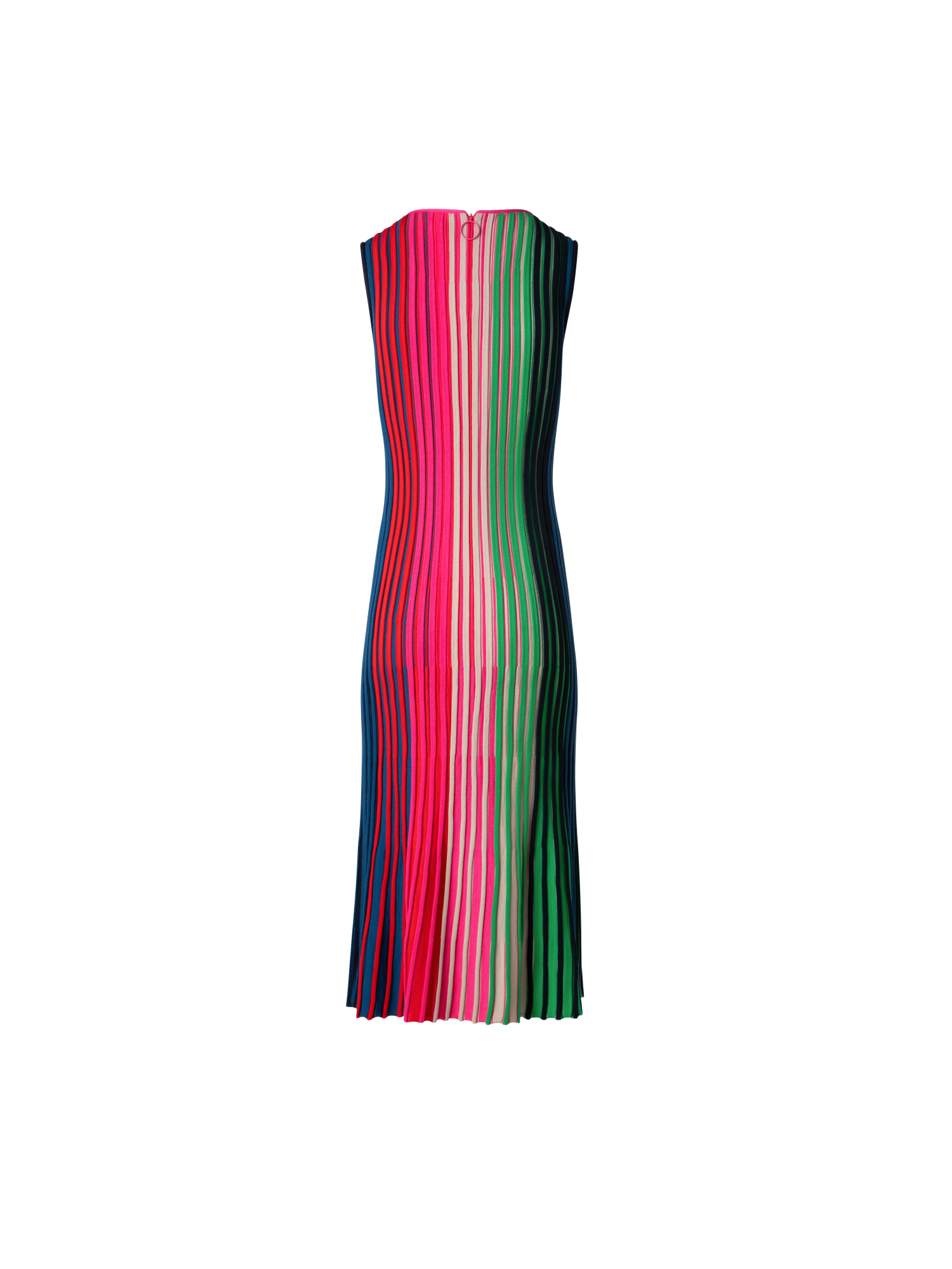 Designer Sleeveless Merino Wool Knit Rib Dress - multicolor
