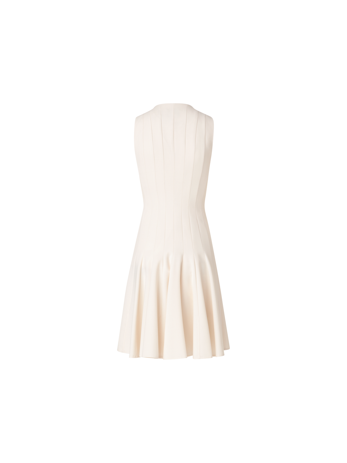 Designer Wool Double-Face Dress with Skaters Pleats - ecru - white