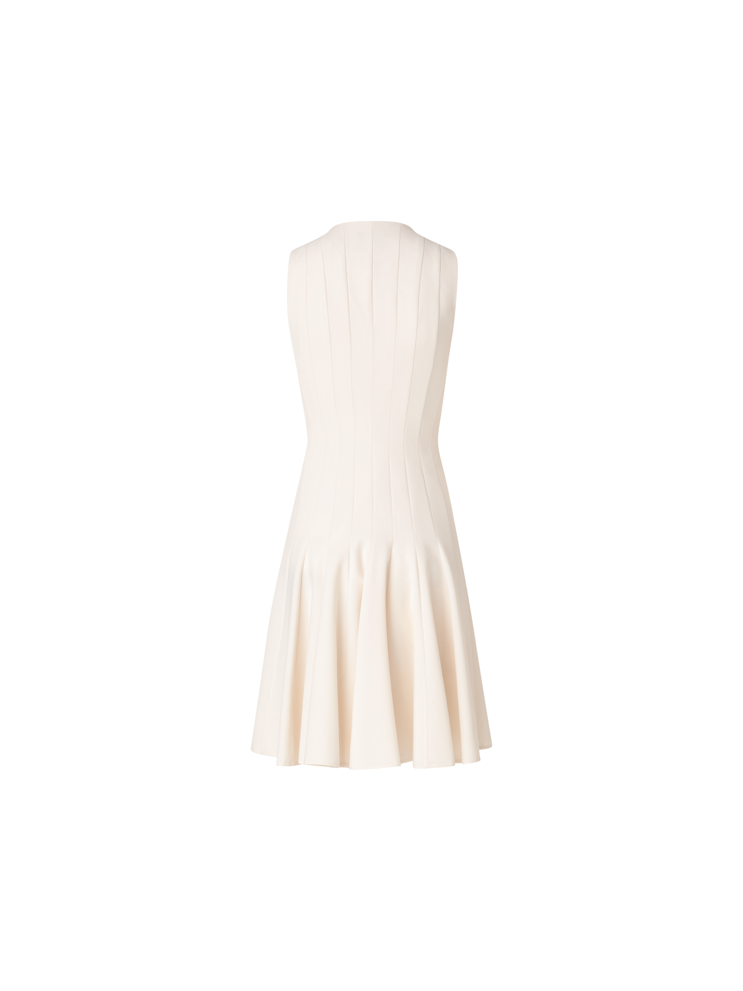Designer Wool Double-Face Dress with Skaters Pleats - ecru - white