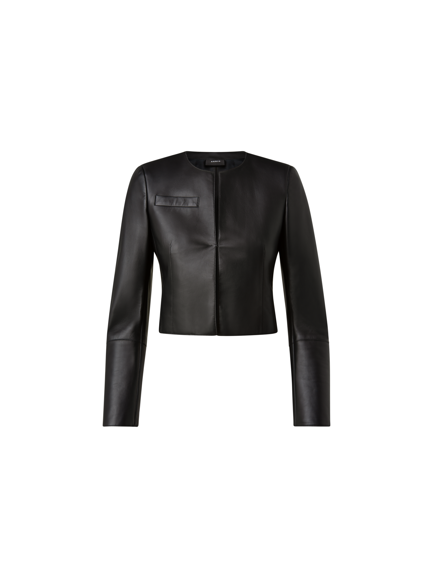 Designer Cropped Leather Jacket - black