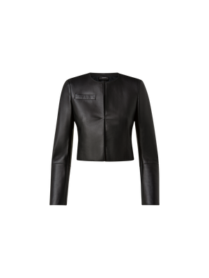 Designer Cropped Leather Jacket - black