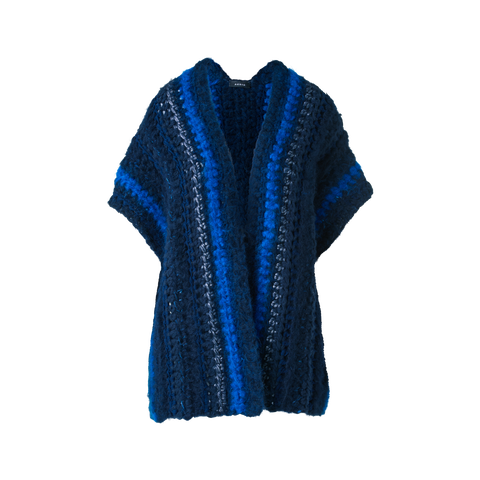 Chunky Crocheted Cashmere Silk Striped Gilet