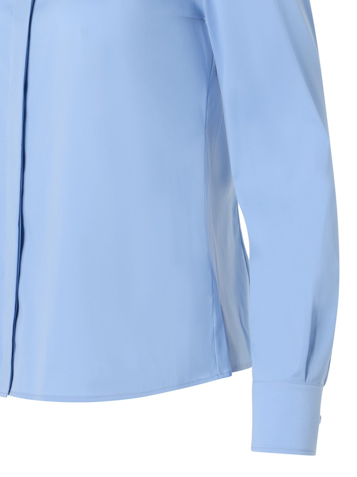 Designer Cotton Poplin Blouse with Contrast Cuffs - blue
