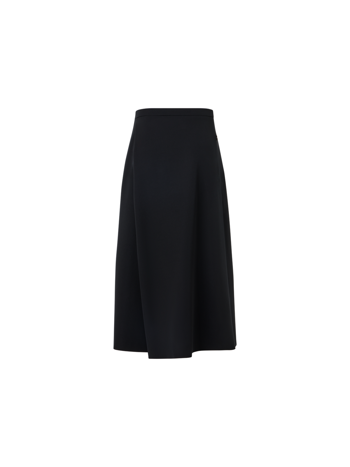 Designer Pleated Midi Skort in Wool Gabardine - black