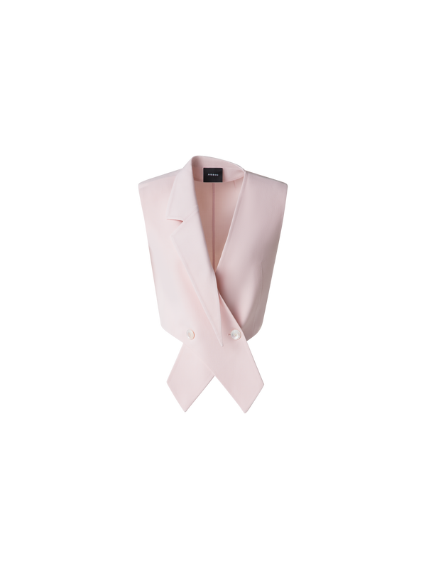 Designer Asymmetrical Gilet in Wool Double-Face - pastel - pink