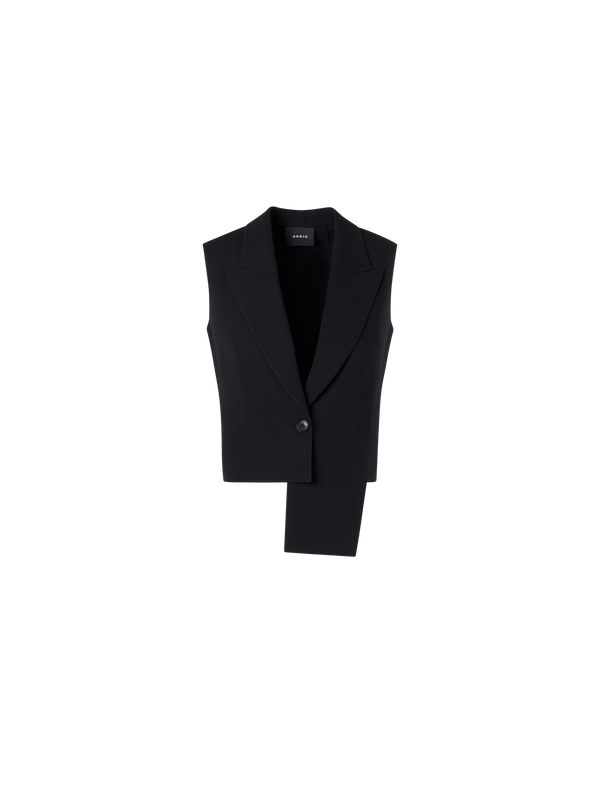 Designer Helline Asymmetrical Jacket with Detachable Bolero - black