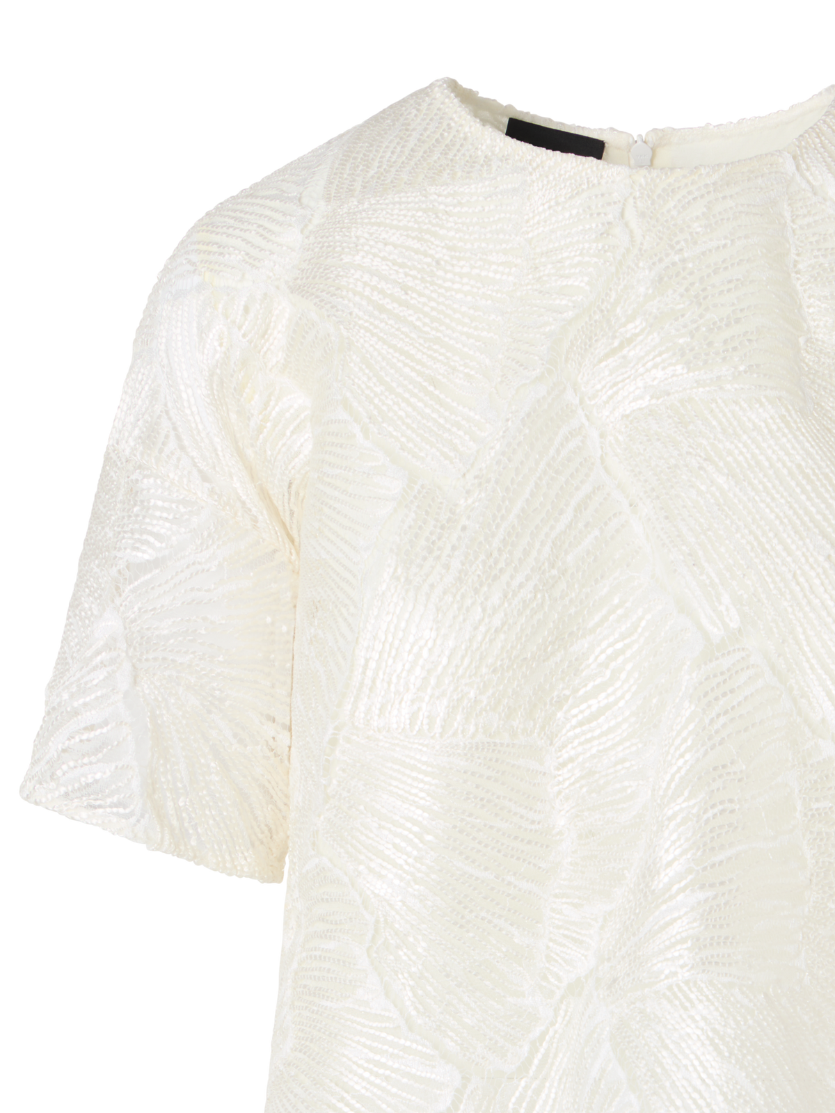 Designer Lacquered Sea Fan Lace Boxy Blouse - ecru