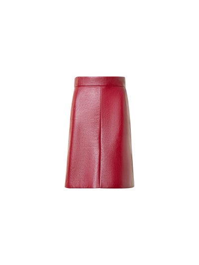 Designer Short Skirt in Lacquered Leather - red