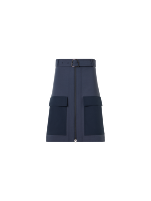 Designer Cotton Double-Face Pencil Skirt - blue