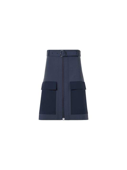Designer Cotton Double-Face Pencil Skirt - blue