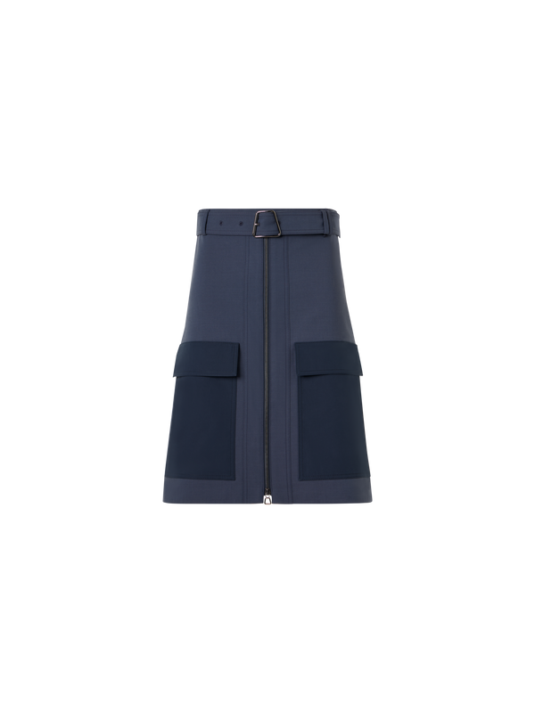 Designer Cotton Double-Face Pencil Skirt - blue