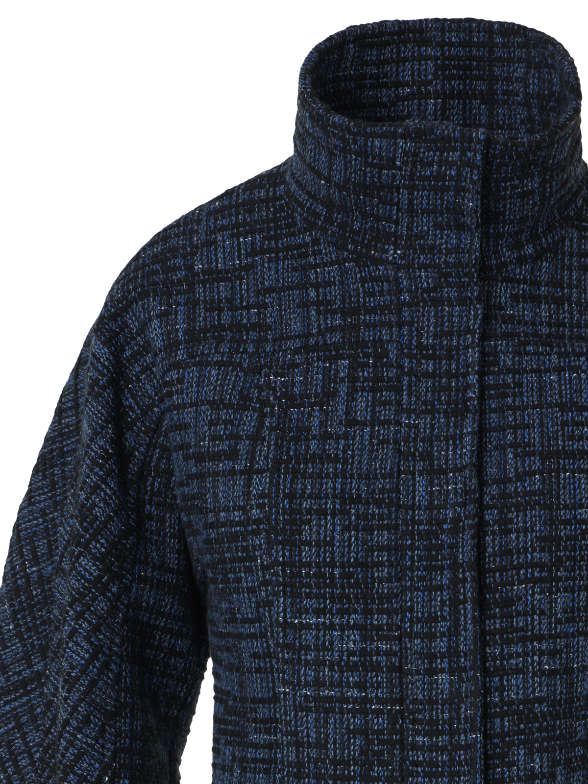 Designer Raw Denim Tweed Fitted Jacket - navy