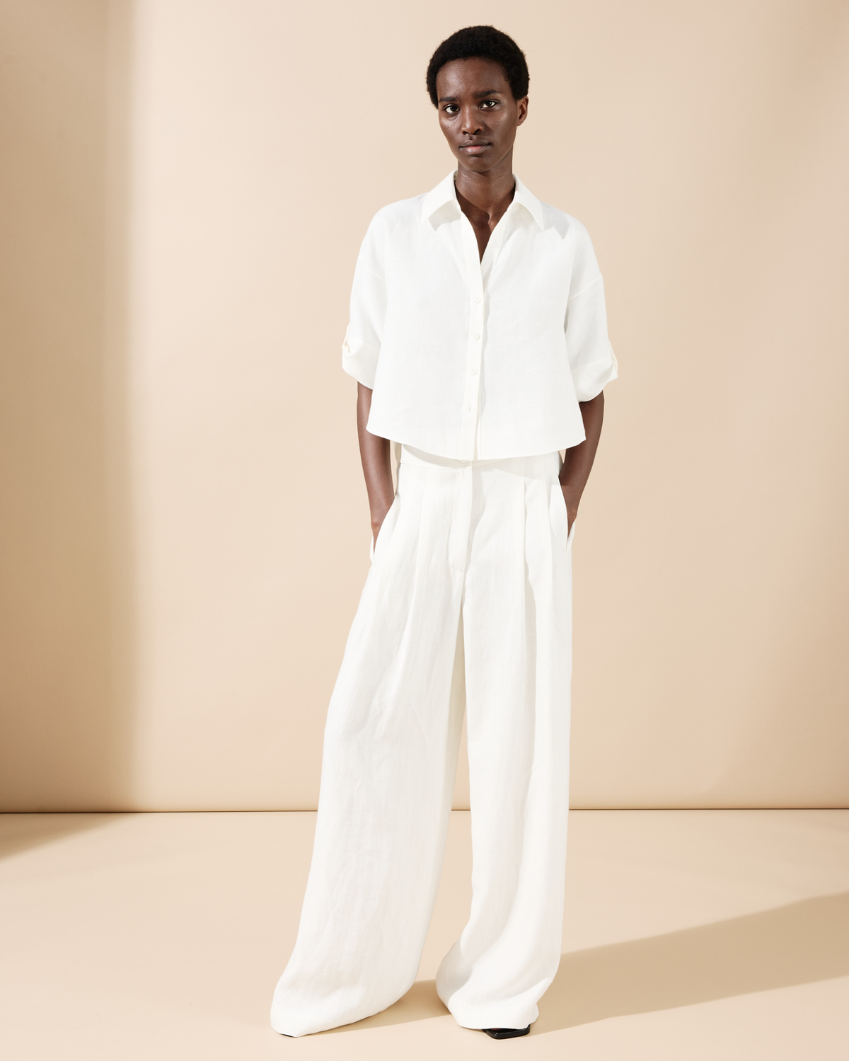 Designer Extra Wide Palazzo Linen Pants - neutral - ecru - white #editorial