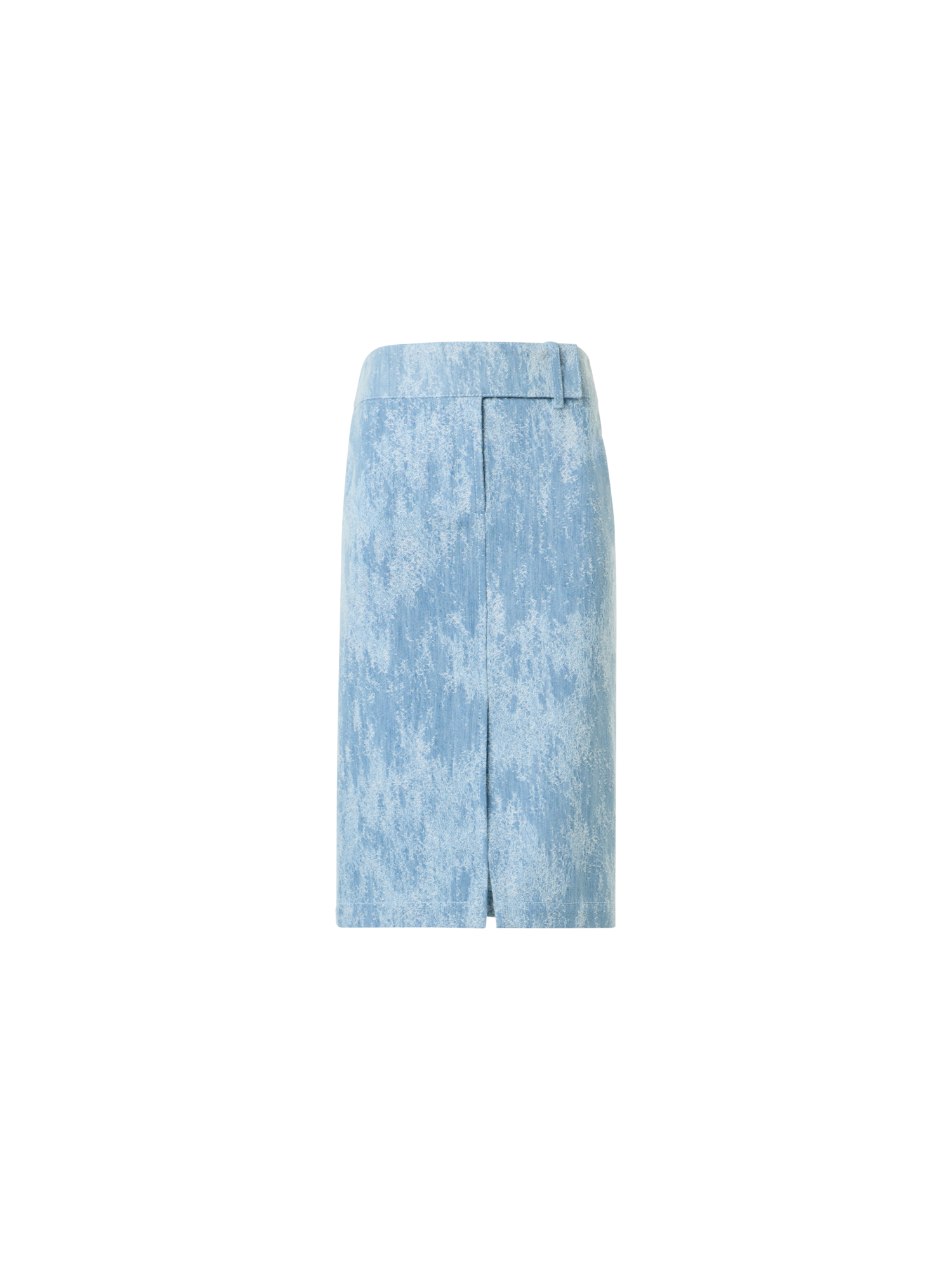 Designer Jacquard Denim Pencil Skirt - blue