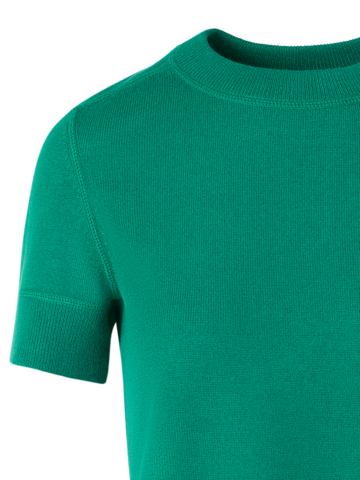 Designer Short-Sleeve Cashmere Knit Sweater - green