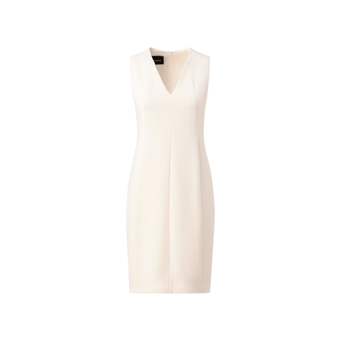 Sleeveless V-Neck Wool Double-Face Sheath Dress offwhite / 16 Sleeveless V-Neck Wool Double-Face Sheath Dress offwhite / 16