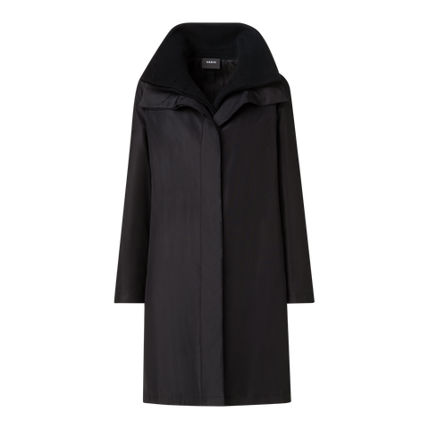 Layered Wool Coat with Removable Silk Layer