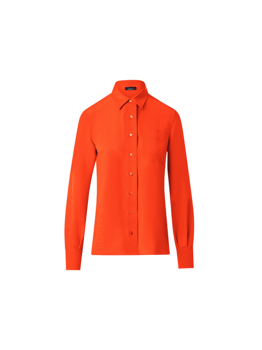Designer Silk Crêpe Shirt Blouse - orange