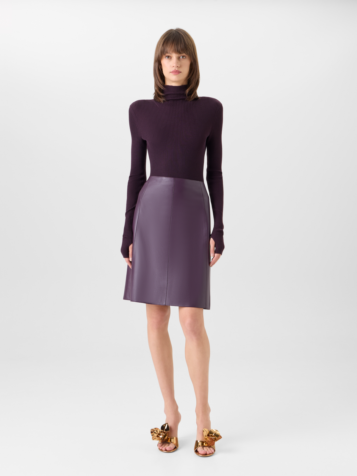 Designer A-Line Skirt in Nappa Leather - purple #editorial