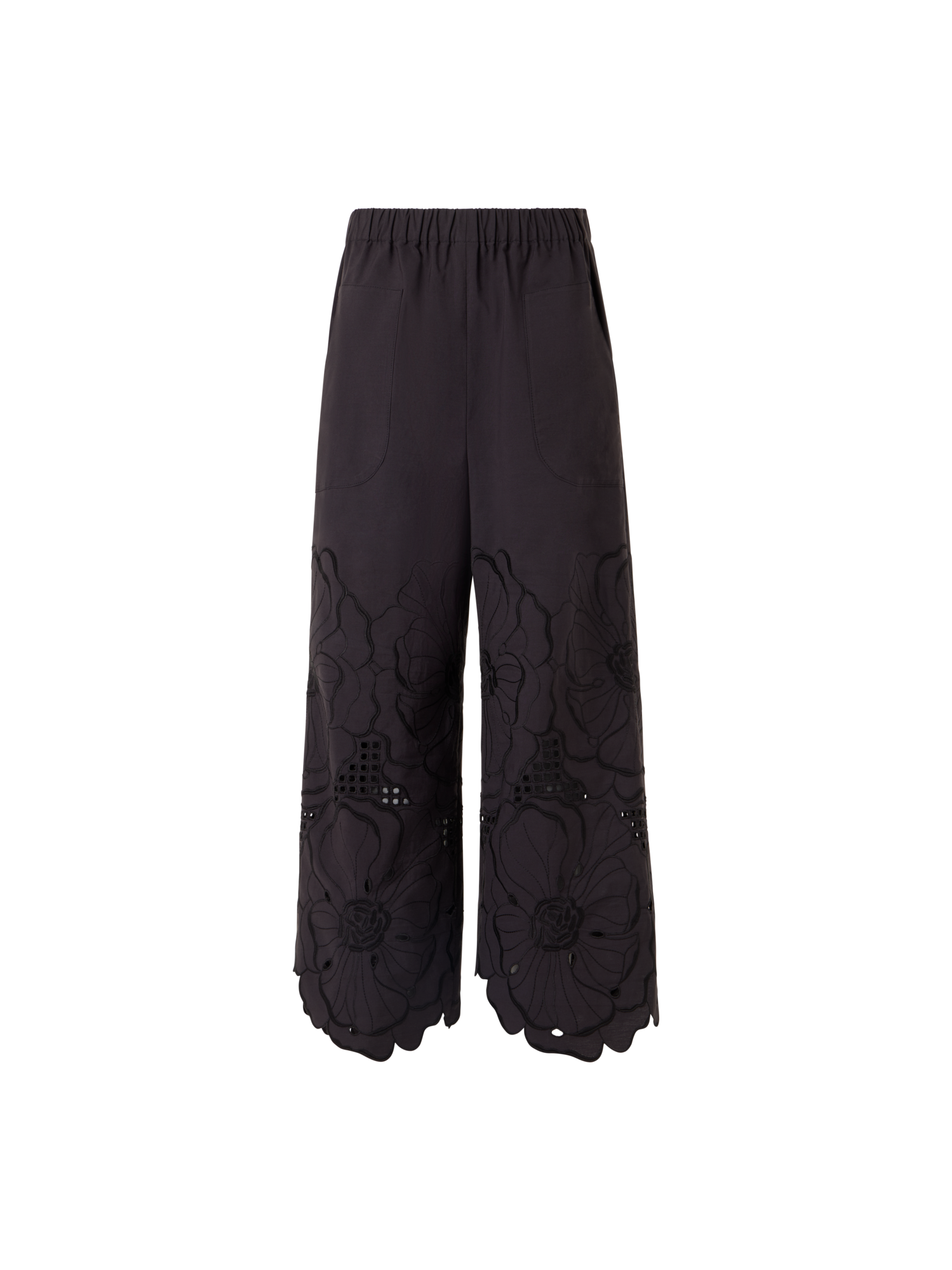 Designer Wide-Leg Pants Frey in Cotton Poplin - black