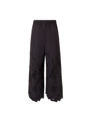 Designer Wide-Leg Pants Frey in Cotton Poplin - black