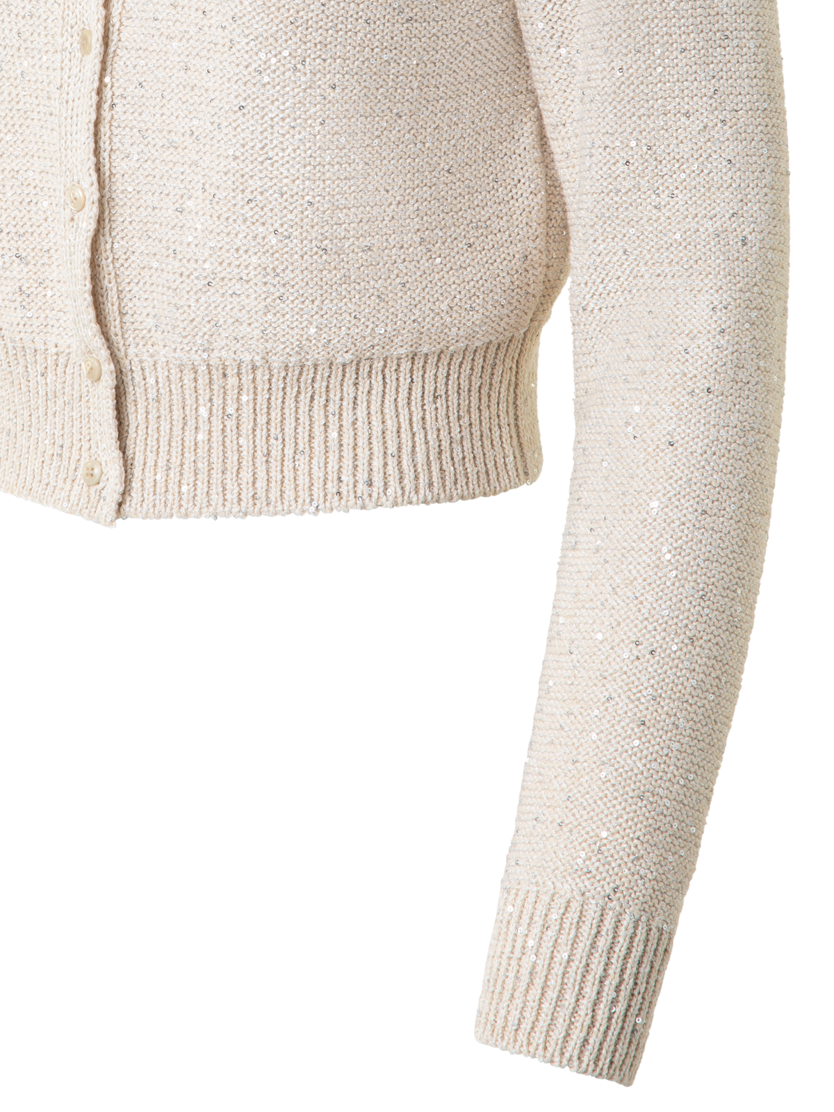 Designer Cardigan in Linen Cotton with Micro Sequins - neutral - pastel - beige