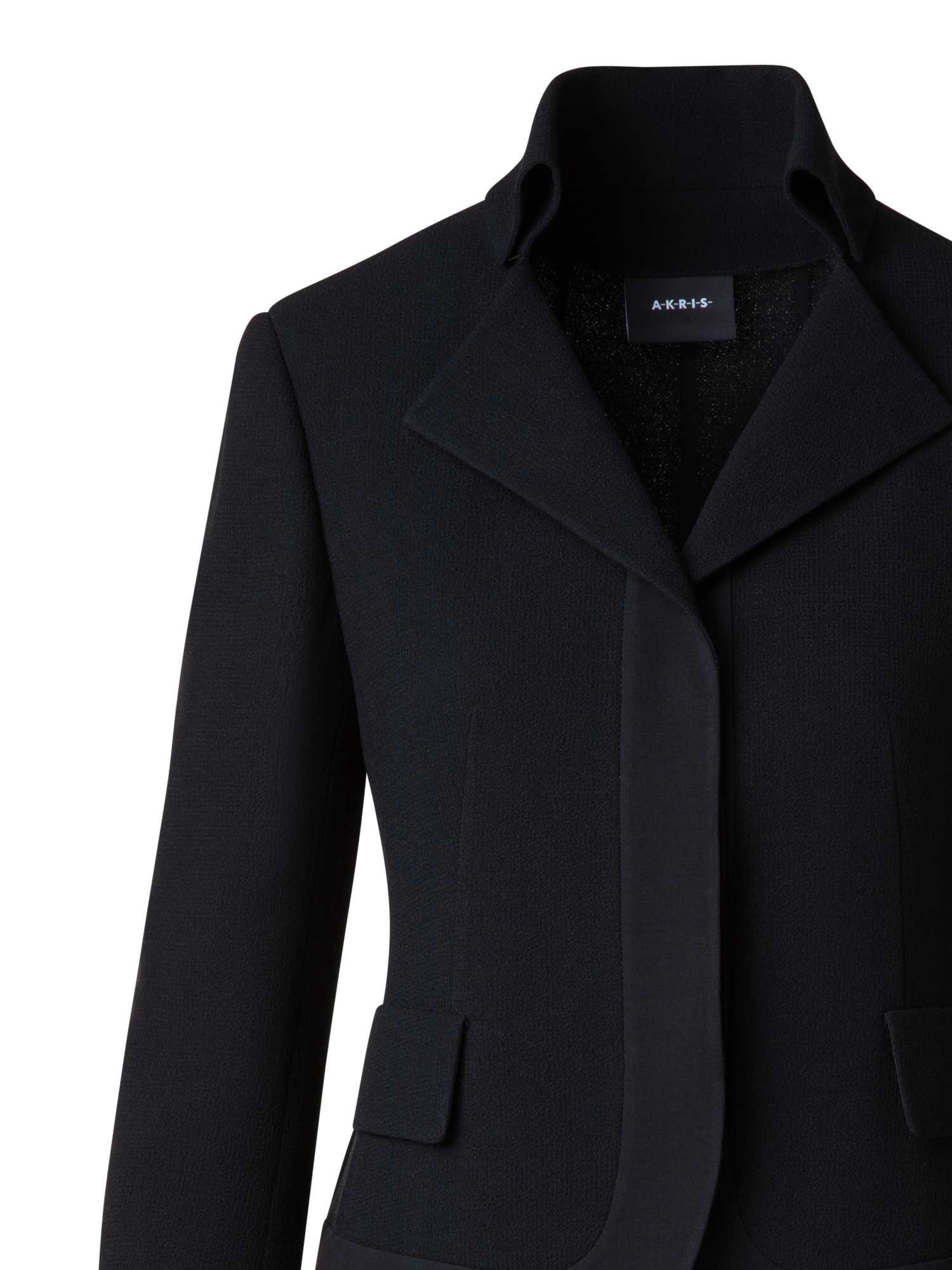 Designer Tailored Wool Crêpe Double Face Jacket - black