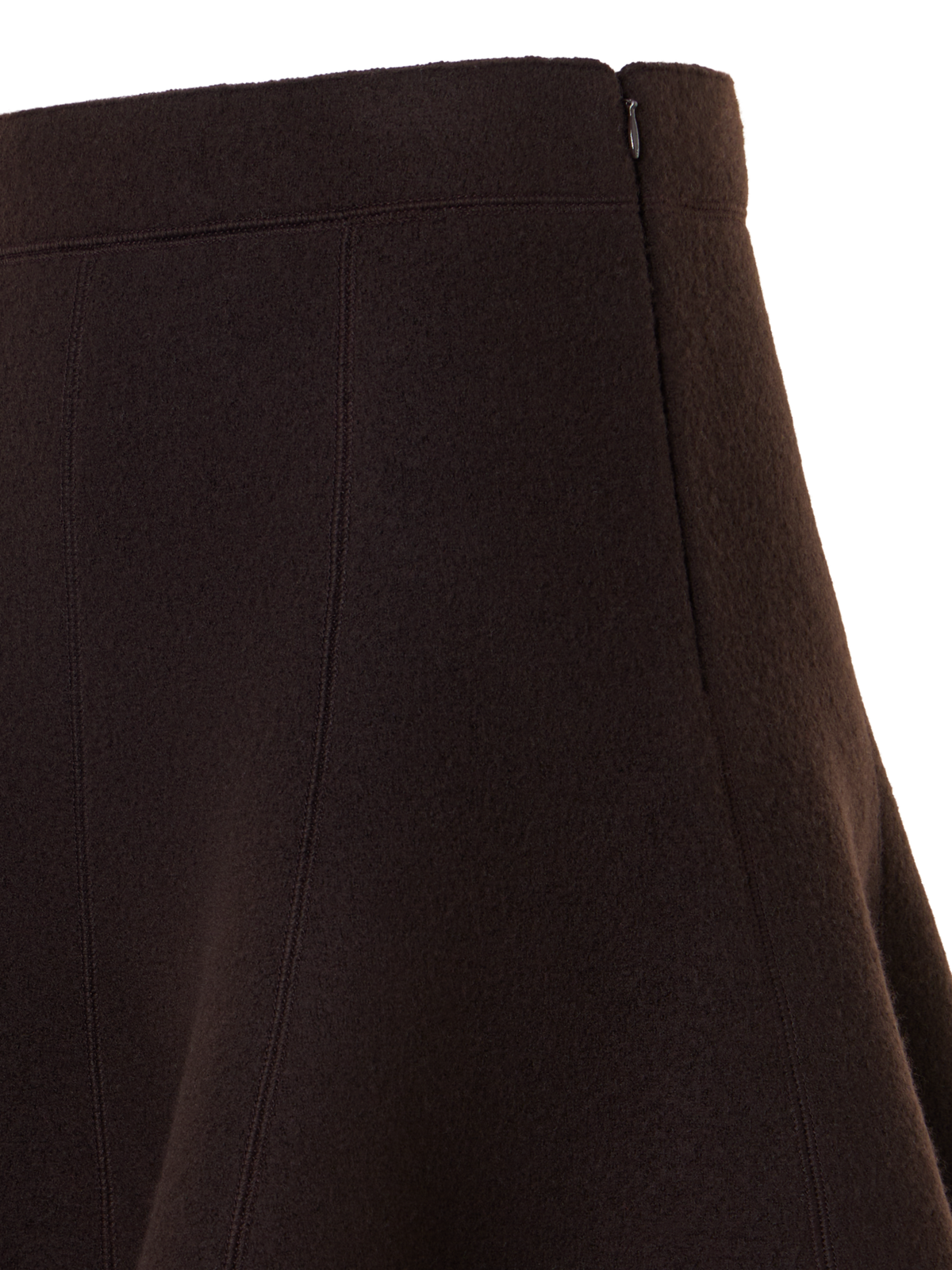 Designer Flared Skirt in Boiled Wool - brown
