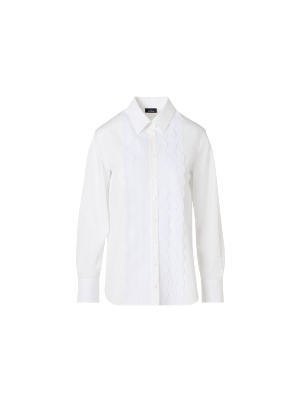 Designer Long-Sleeve Cotton Poplin Blouse - ecru