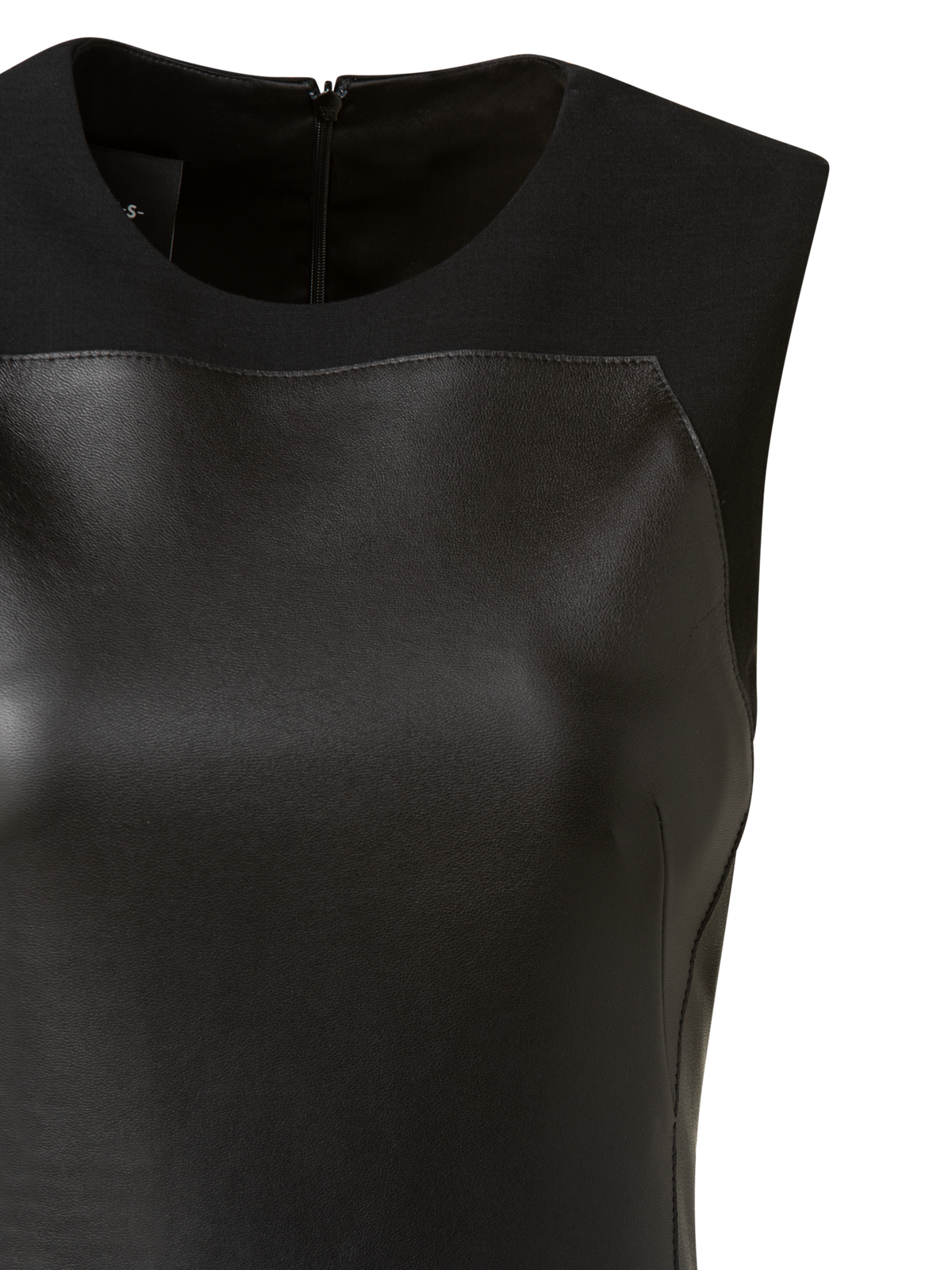 Designer Wool Double-Face Jumpsuit with Leather Bodice - black - neutral
