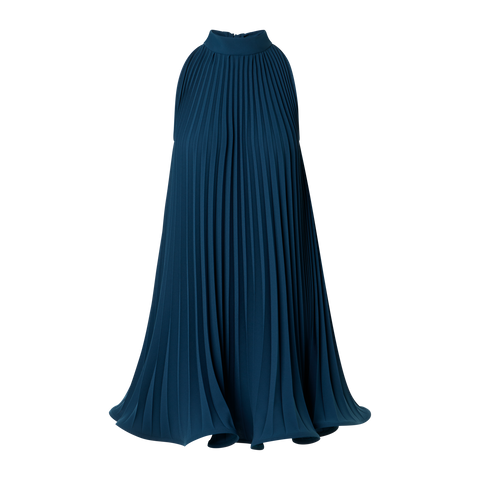 a line dress with pleats A-Line Plissé Halter Mini Dress dark Blue / 12