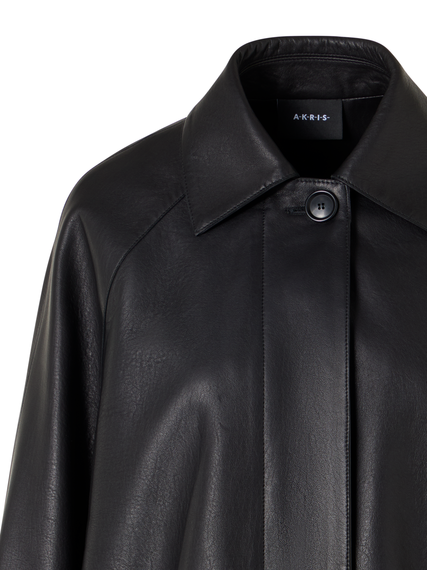 Designer Oversize Nappa Leather Blouson with Knitted Hem - black