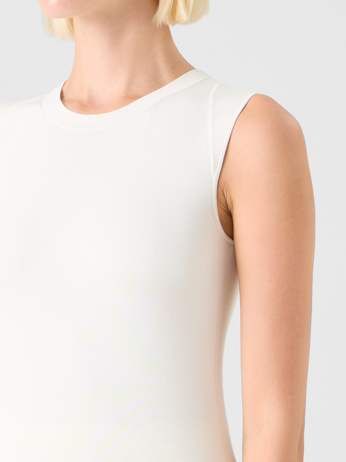 Designer Sleeveless Knit Top in Silk Stretch - ecru #editorial