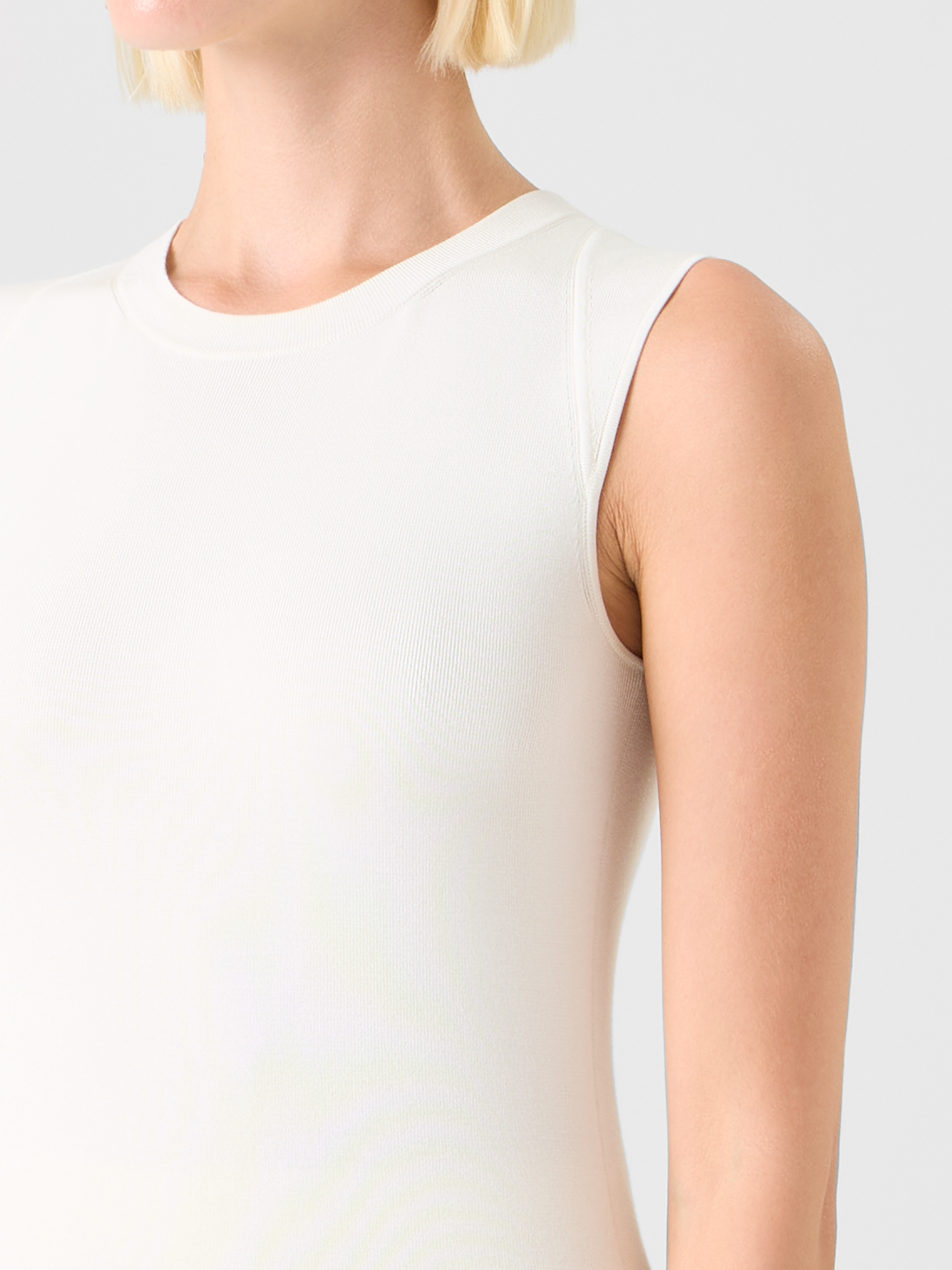 Designer Sleeveless Knit Top in Silk Stretch - ecru 