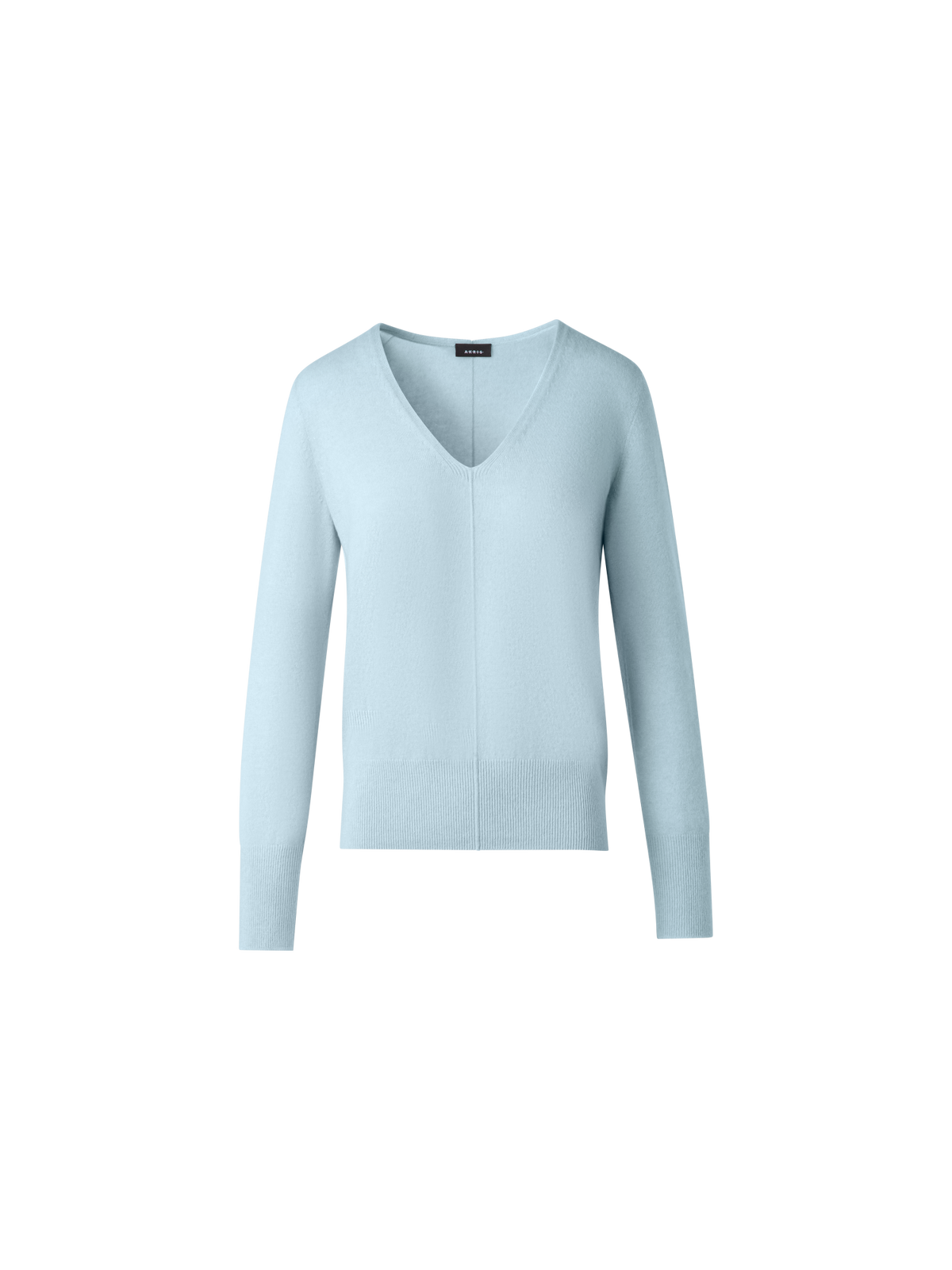 Designer V-Neck Sweater in 100% Cashmere - pastel - blue