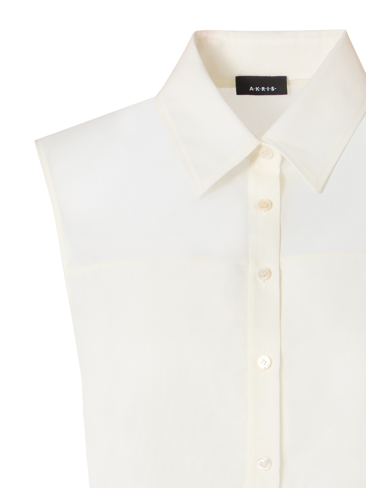 Designer Sleeveless Cotton Voile Blouse - ecru