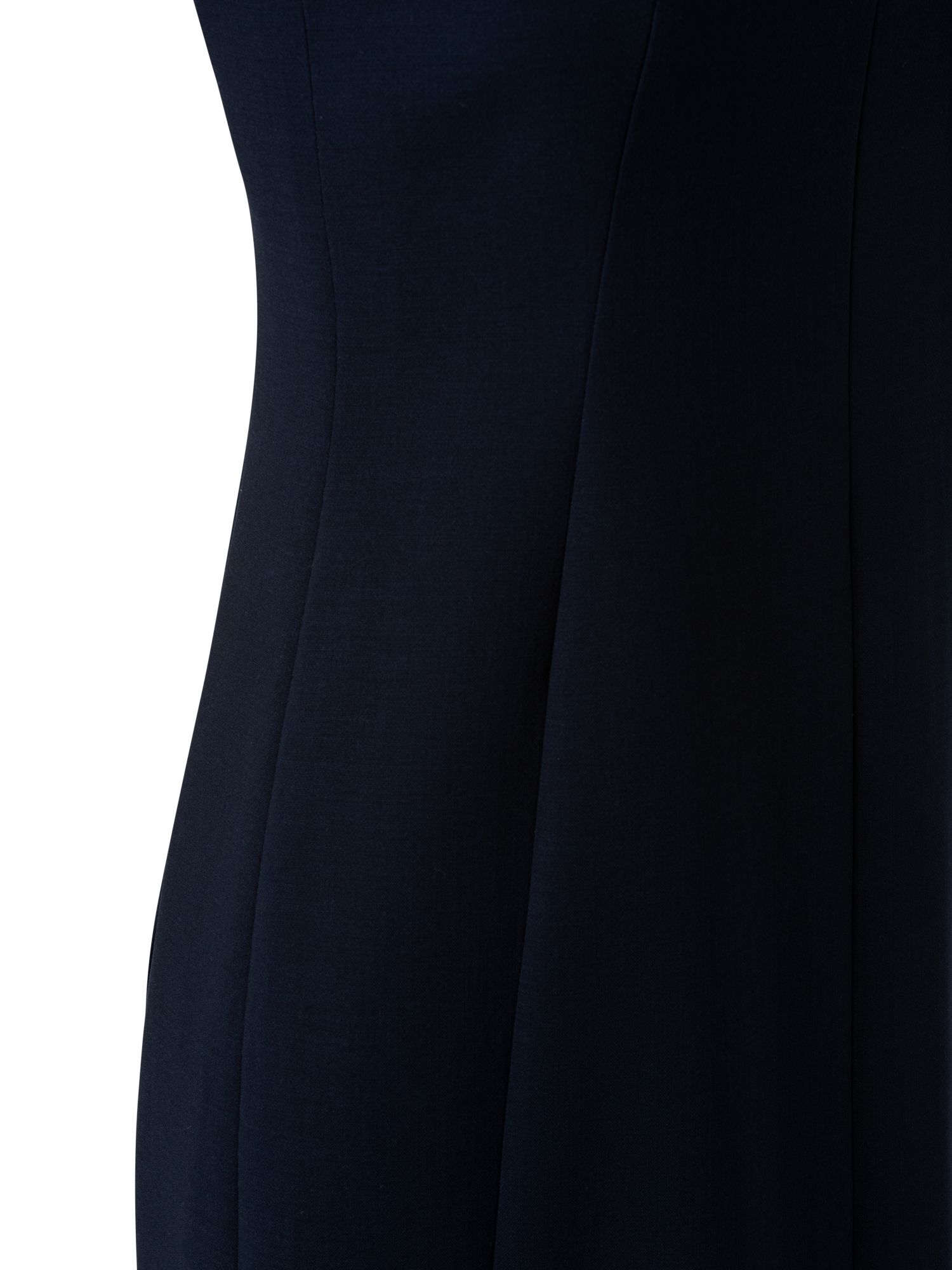 Designer Sleeveless V-Neck Wool Double-Face Sheath Dress - navy - blue