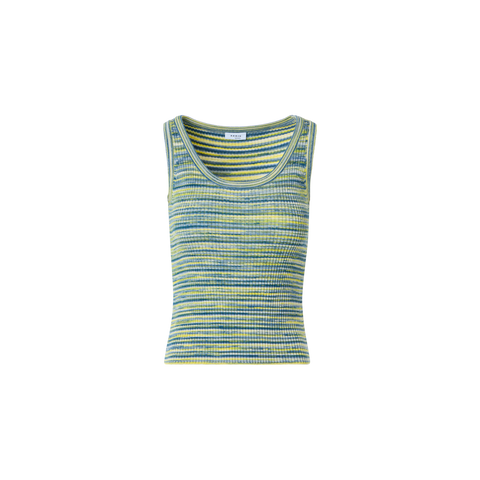 Fitted Scoop Neck Space-Dye Merino Rib Knit Tank